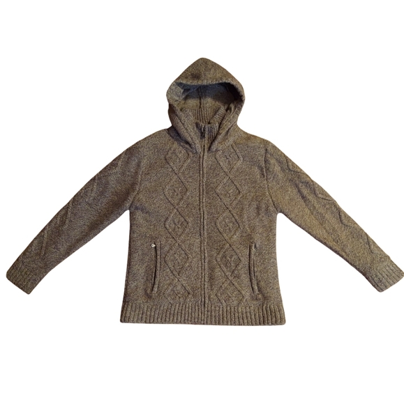 Royal Falcon Wool Blend Cable Knit Faux Fur Lined Hooded SweaterJacket - Picture 15 of 16
